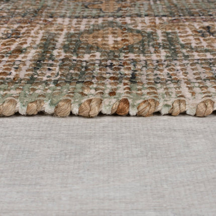 Vintage vloerkleden - Flair Rugs vloerkleed Selena Jute Traditional Groen - Vloerkledenloods