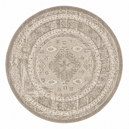 Vintage vloerkleden - Rond Vintage Vloerkleed Aila Taupe - Vloerkledenloods
