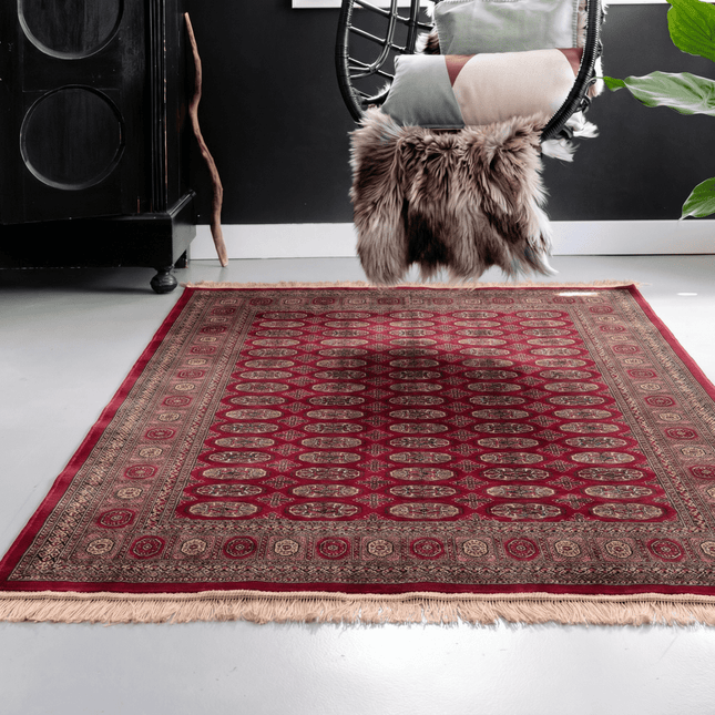 Vintage vloerkleden - Vintage Perzisch vloerkleed Boshra Rood met franjes - Vloerkledenloods
