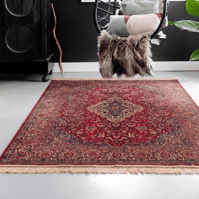 Vintage vloerkleden - Vintage Perzisch vloerkleed Napura Rood met franjes - Vloerkledenloods