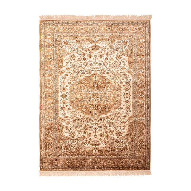 Vintage vloerkleden - Vintage Perzisch vloerkleed Tabriz Bruin/Camel met franjes - Vloerkledenloods
