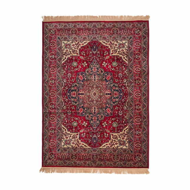 Vintage vloerkleden - Vintage vloerkleed Manami rood met franjes - Vloerkledenloods
