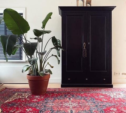 Vintage vloerkleden - Vintage vloerkleed Manami rood met franjes - Vloerkledenloods