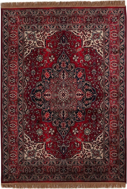 Vintage vloerkleden - Vintage vloerkleed Manami rood met franjes - Vloerkledenloods