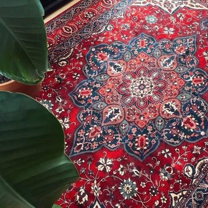 Vintage vloerkleden - Vintage vloerkleed Manami rood met franjes - Vloerkledenloods