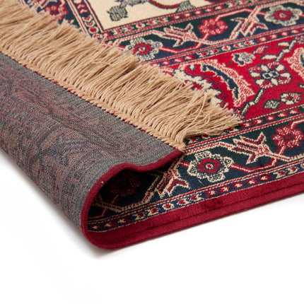 Vintage vloerkleden - Vintage vloerkleed Manami rood met franjes - Vloerkledenloods