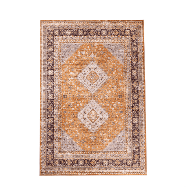 Vintage vloerkleden - Vintage vloerkleed Nomad Camel/Aubergine - Vloerkledenloods
