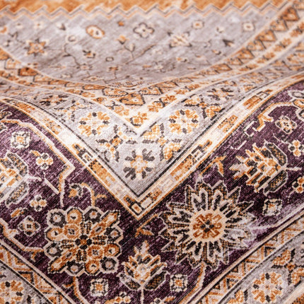 Vintage vloerkleden - Vintage vloerkleed Nomad Camel/Aubergine - Vloerkledenloods