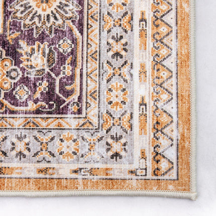 Vintage vloerkleden - Vintage vloerkleed Nomad Camel/Aubergine - Vloerkledenloods