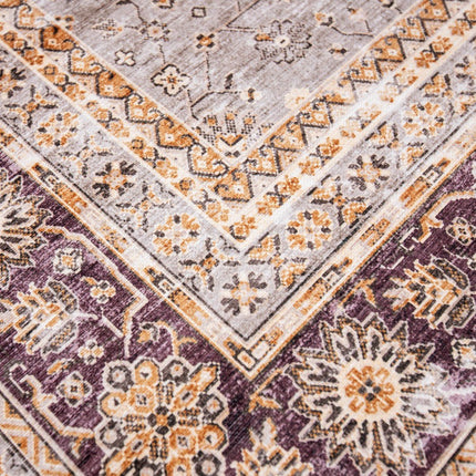 Vintage vloerkleden - Vintage vloerkleed Nomad Camel/Aubergine - Vloerkledenloods