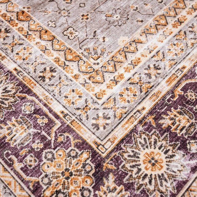Vintage vloerkleden - Vintage vloerkleed Nomad Camel/Aubergine - Vloerkledenloods