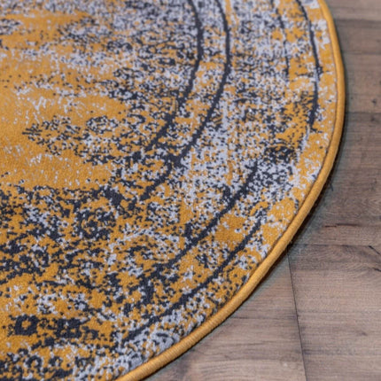 Vintage Vloerkleed Bloom rond - Geel - EVA Interior - Vloerkledenloods