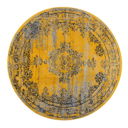 Vintage Vloerkleed Bloom rond - Geel - EVA Interior - Vloerkledenloods