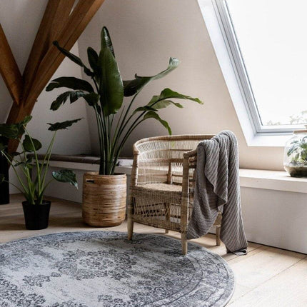 Vintage Vloerkleed Bloom rond - Grijs - EVA Interior - Vloerkledenloods