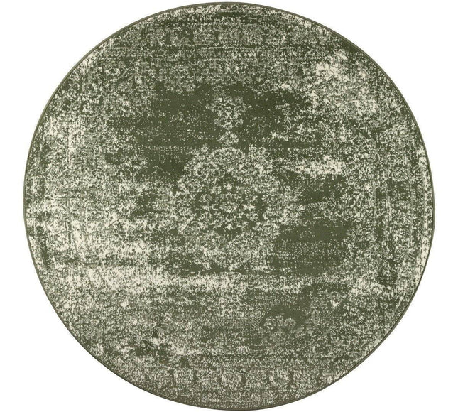 Vintage Vloerkleed Bloom rond - Groen - EVA Interior - Vloerkledenloods