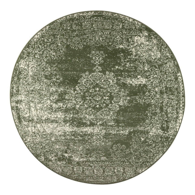 Vintage Vloerkleed Bloom rond - Groen - EVA Interior - Vloerkledenloods