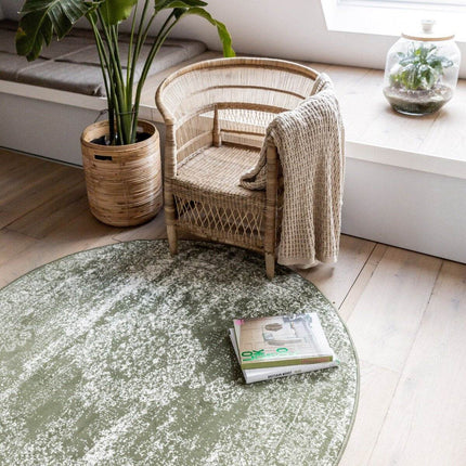 Vintage Vloerkleed Bloom rond - Groen - EVA Interior - Vloerkledenloods