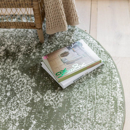 Vintage Vloerkleed Bloom rond - Groen - EVA Interior - Vloerkledenloods