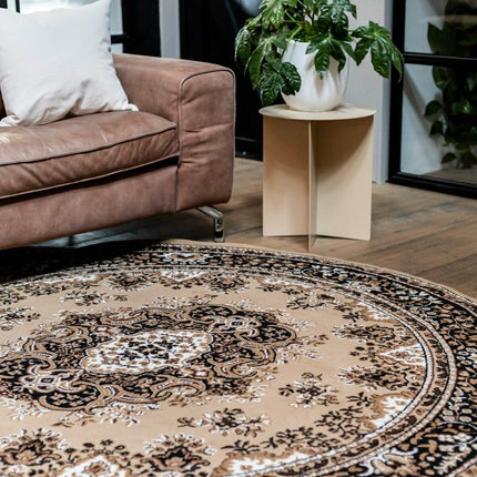 Vintage Vloerkleed Bruin Rond - Perzisch - Retro - Nain - Vloerkledenloods