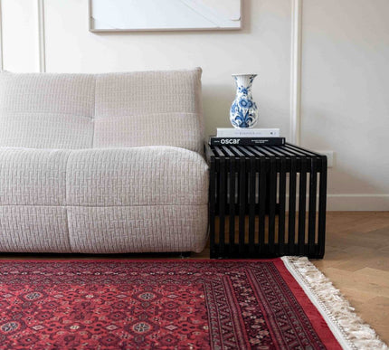 Vintage vloerkleed By Beppe rood met franjes - Vloerkledenloods