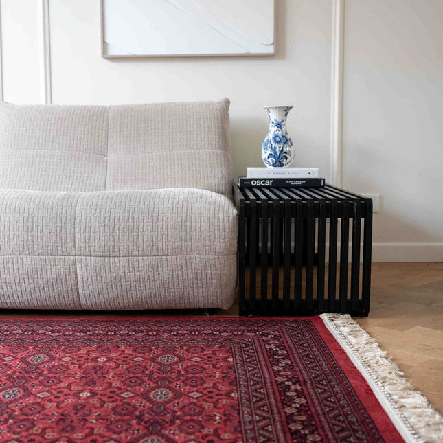 Vintage vloerkleed By Beppe rood met franjes - Vloerkledenloods