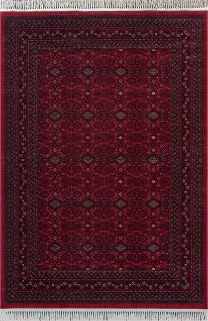 Vintage vloerkleed By Beppe rood met franjes - Vloerkledenloods