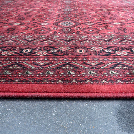 Vintage vloerkleed By Beppe rood met franjes - Vloerkledenloods