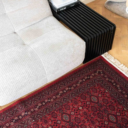 Vintage vloerkleed By Beppe rood met franjes - Vloerkledenloods