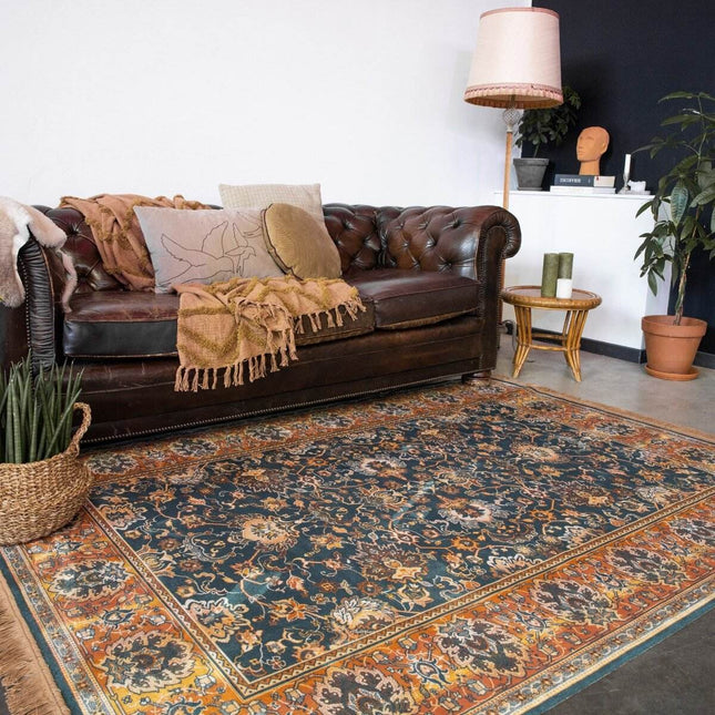 Vintage vloerkleed Chir Groen/Oranje - Vloerkledenloods