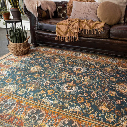 Vintage vloerkleed Chir Groen/Oranje - Vloerkledenloods