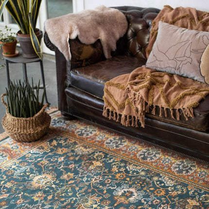 Vintage vloerkleed Chir Groen/Oranje - Vloerkledenloods