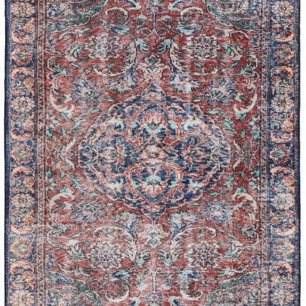 Vintage Vloerkleed Hatice Blauw /Bordeaux Rood - Vloerkledenloods