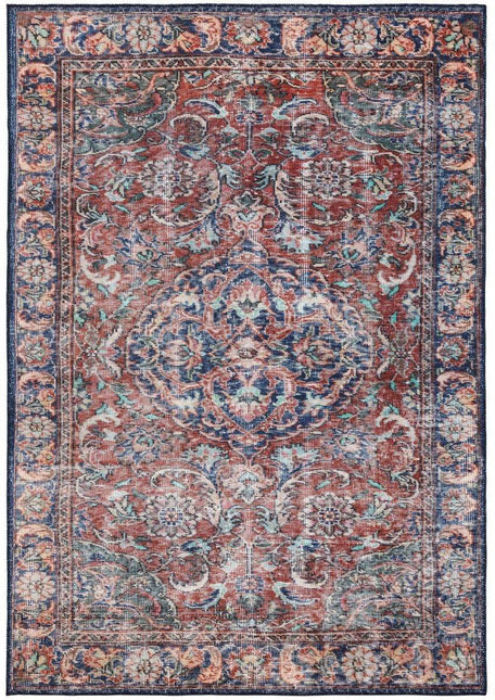 Vintage Vloerkleed Hatice Blauw /Bordeaux Rood - Vloerkledenloods
