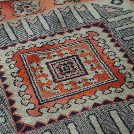 Vintage vloerkleed Khepera groen met franjes - Vloerkledenloods