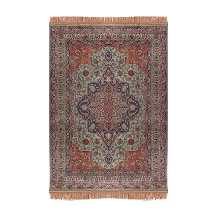 Vintage vloerkleed Manami groen met franjes - Vloerkledenloods