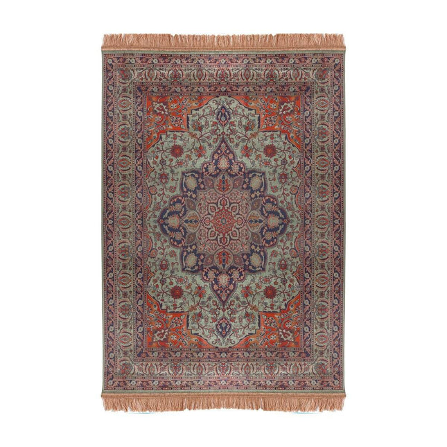 Vintage vloerkleed Manami groen met franjes - Vloerkledenloods