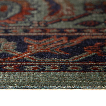 Vintage vloerkleed Manami groen met franjes - Vloerkledenloods