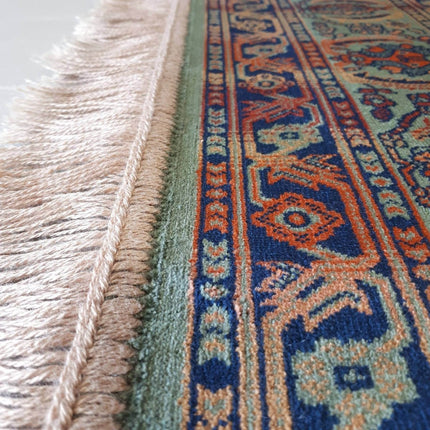 Vintage vloerkleed Manami groen met franjes - Vloerkledenloods