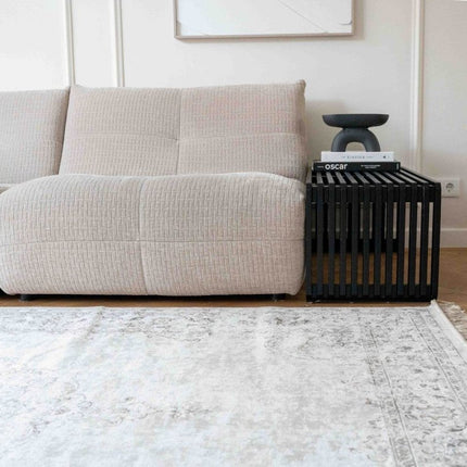 Vintage vloerkleed Ornament beige met franjes - Vloerkledenloods