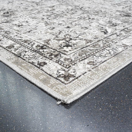 Vintage vloerkleed Ornament beige met franjes - Vloerkledenloods