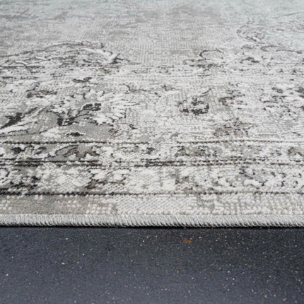 Vintage vloerkleed Ornament beige met franjes - Vloerkledenloods