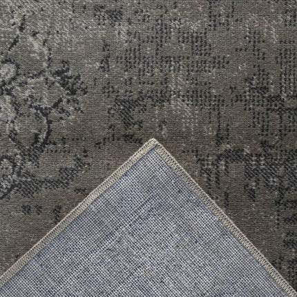 Vintage vloerkleed Ornament grijs/beige met franjes - Vloerkledenloods