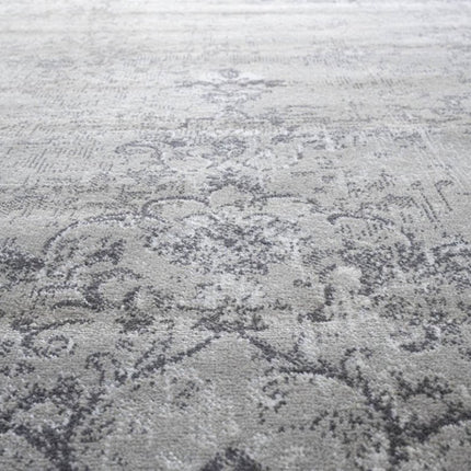 Vintage vloerkleed Ornament grijs/beige met franjes - Vloerkledenloods