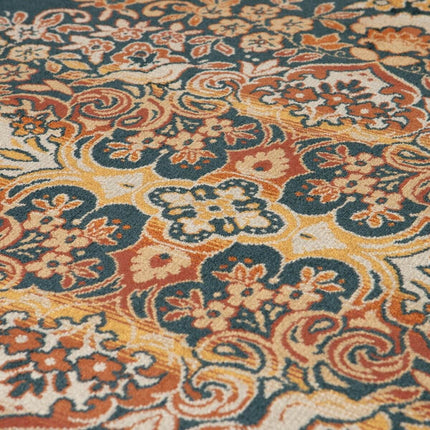 Vintage Vloerkleed Rond Brissac Geel/Oranje/Groen/ met franjes - Tier - Vloerkledenloods