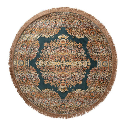 Vintage Vloerkleed Rond Brissac Geel/Oranje/Groen/ met franjes - Tier - Vloerkledenloods