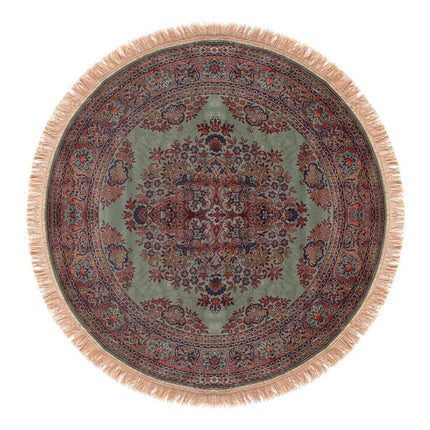Vintage Vloerkleed Rond Brissac Groen met franjes - Tier - Vloerkledenloods