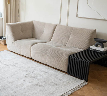Vintage vloerkleed Smuk beige met franjes - Vloerkledenloods
