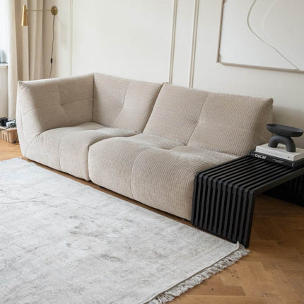Vintage vloerkleed Smuk beige met franjes - Vloerkledenloods