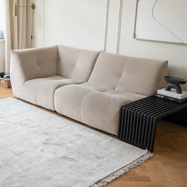 Vintage vloerkleed Smuk beige met franjes - Vloerkledenloods