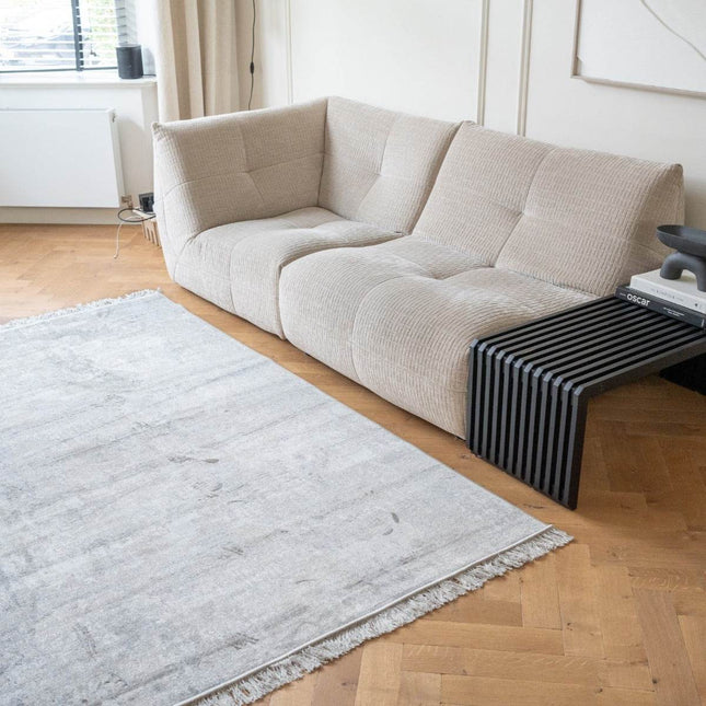 Vintage vloerkleed Smuk grijs met franjes - Vloerkledenloods